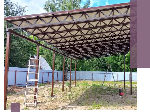 Односкатные навесы под ключ в Уфе — изготовление и монтаж