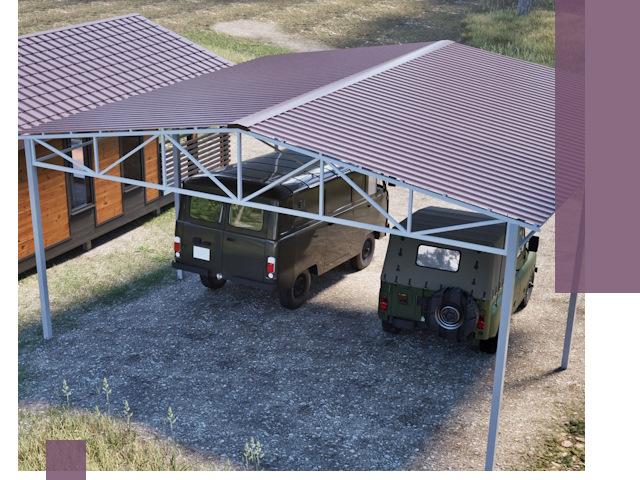 Двускатные навесы под ключ в Уфе — изготовление и монтаж