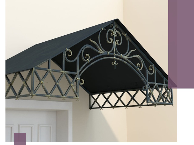 Двускатные металлические козырьки под ключ в Уфе